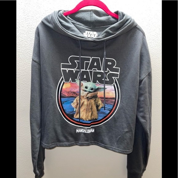 Star Wars Tops - STAR WARS CROPPED YODA HOODIE LONG SLEEVE SIZE LARGE